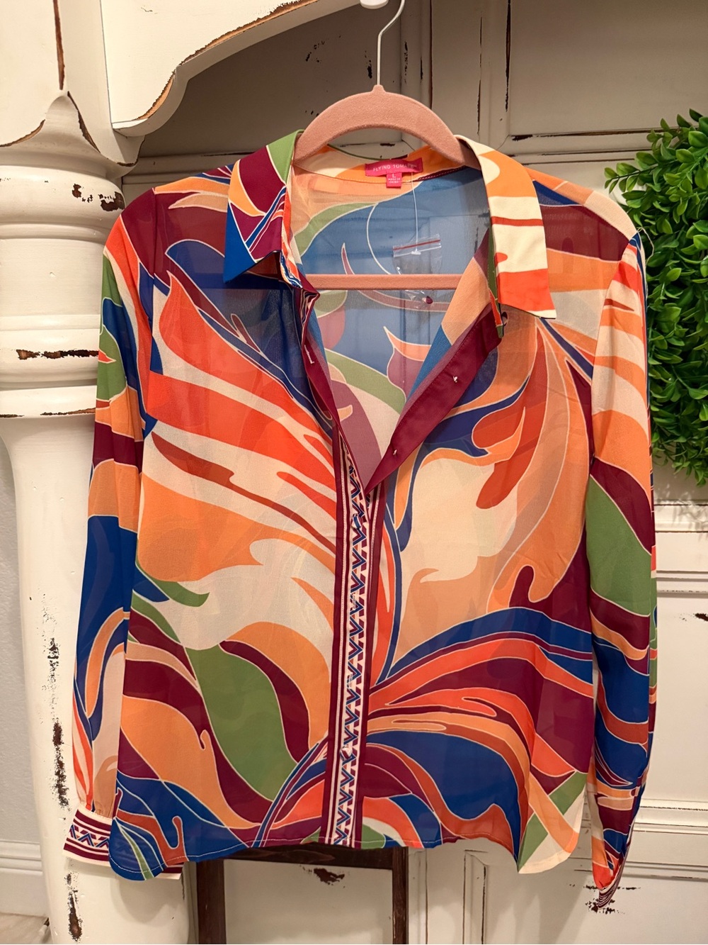 Flying Tomato Multicolor Abstract Button-Front Blouse